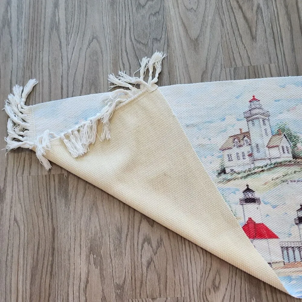 Historical Lighthouses Summer Doormat Throw Rug Fringe Indoor Outdoor 22
